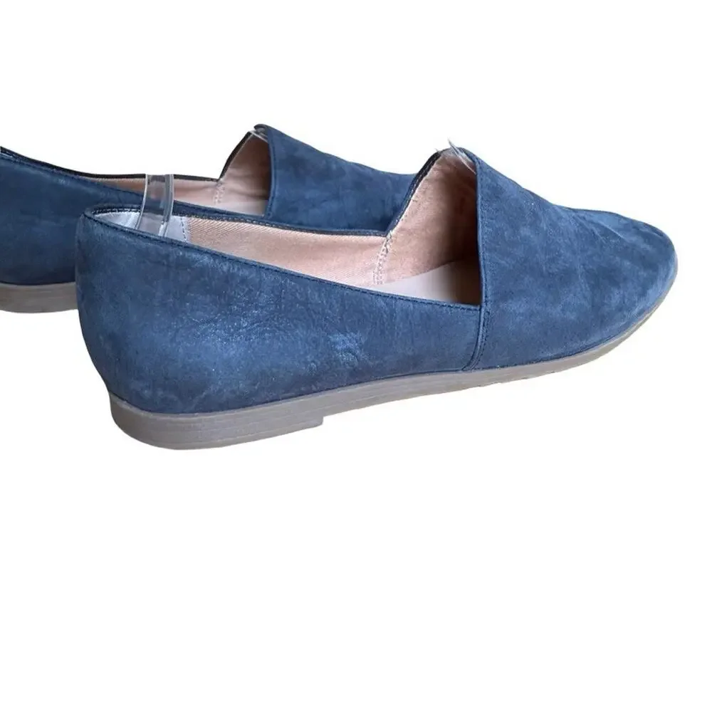 Franco Sarto Raw Nubuck Leather Dark Gray Slip On Flats Womens Shoes sz 7 M